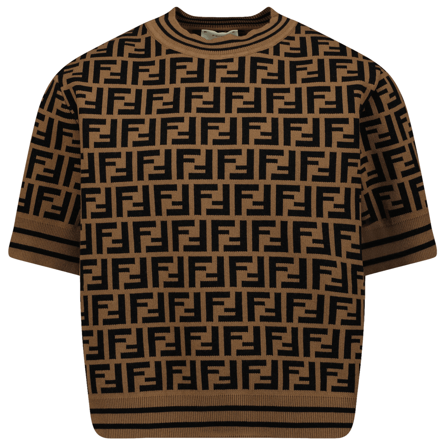 Fendi Kinder Meisjes T-Shirt Bruin 6Y