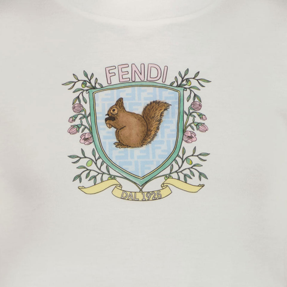 Fendi Kinder Meisjes T-Shirt In Wit