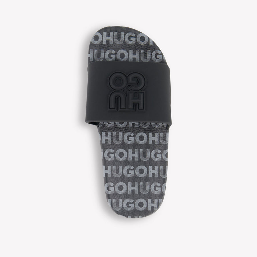 HUGO Kinder Jongens Slippers In Zwart