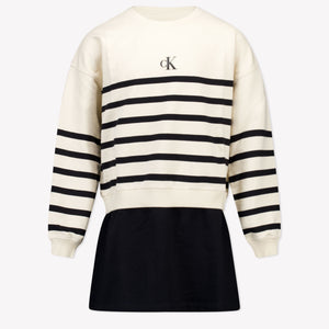 Calvin Klein Kinder Meisjes Jurk In Licht Beige