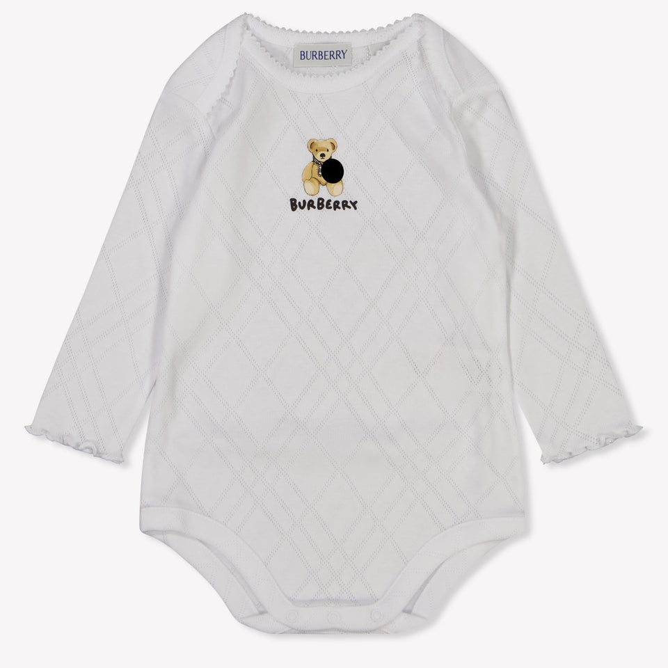 Burberry Baby Meisjes Rompertje In Wit