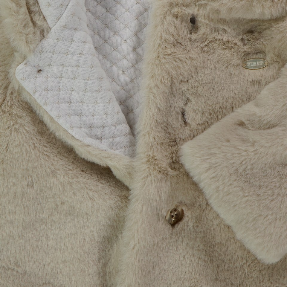 First Baby Meisjes Faux Fur Jas in Beige