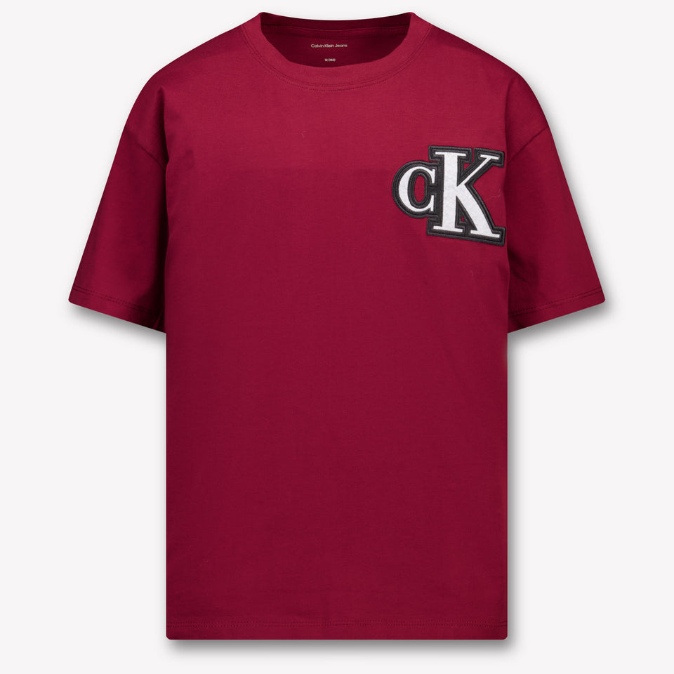 Calvin Klein Kinder Jongens T-Shirt In Bordeaux