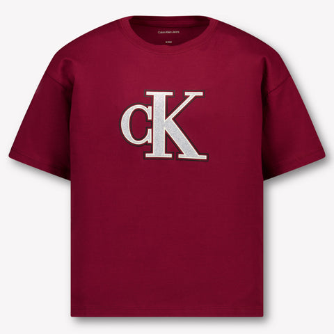 Calvin Klein Kinder Meisjes T-Shirt In Bordeaux