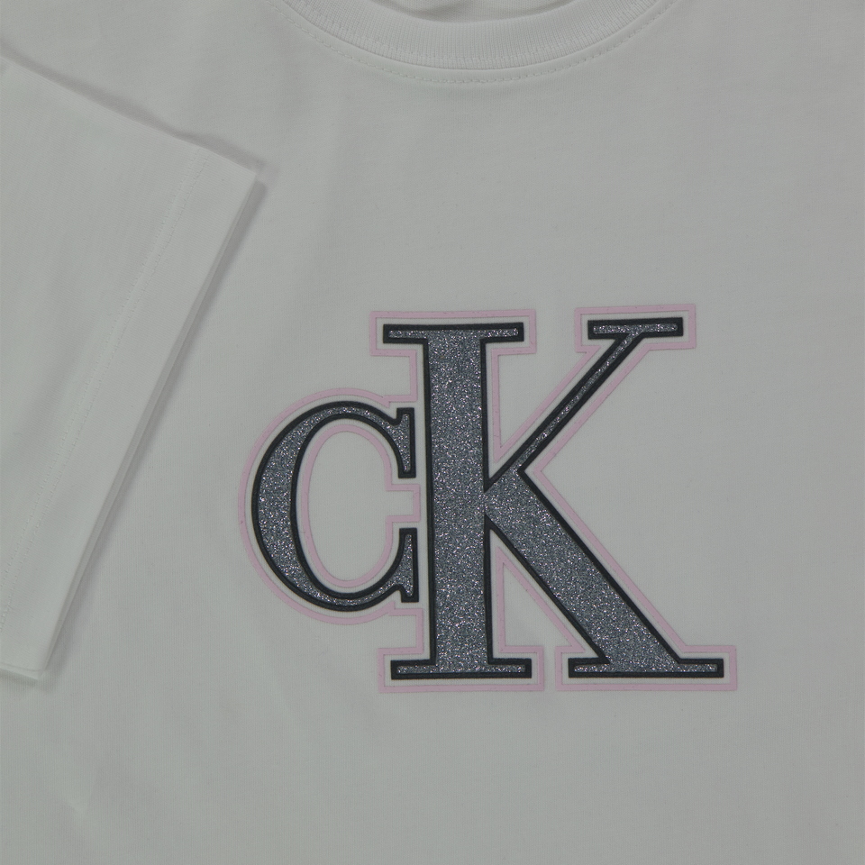 Calvin Klein Kinder Meisjes T-Shirt In Wit