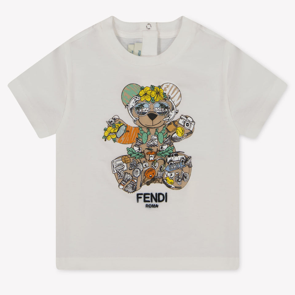 Fendi Baby Jongens T-Shirt In Wit