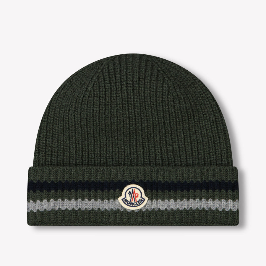 Moncler Boys Beanie in Dark Green