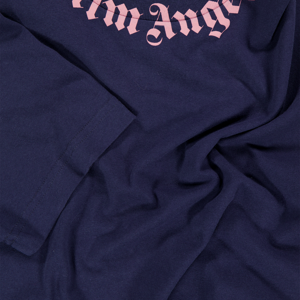 Palm Angels Kinder Meisjes T-Shirt In Navy