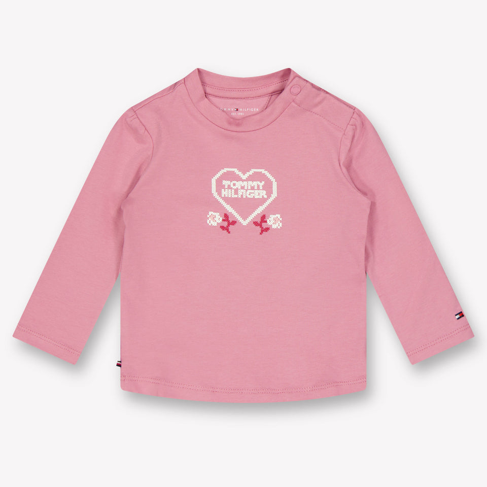 Tommy Hilfiger Baby Meisjes T-Shirt In Donker Roze