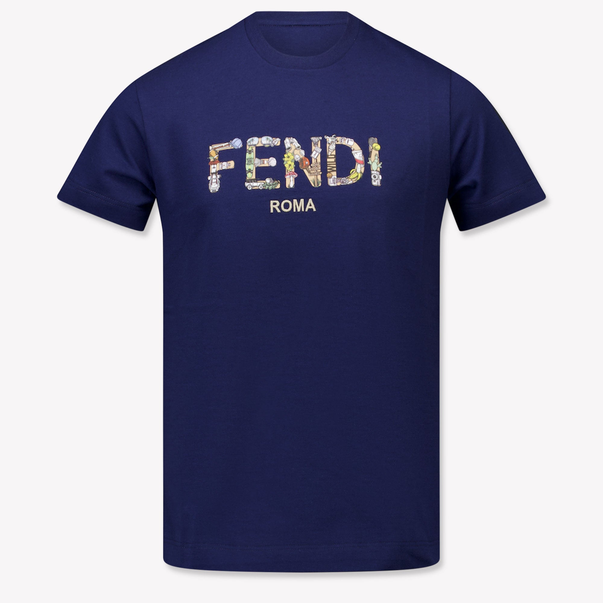 Fendi Kinder Jongens T-Shirt In Navy