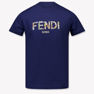 Fendi Kinder Jongens T-Shirt In Navy