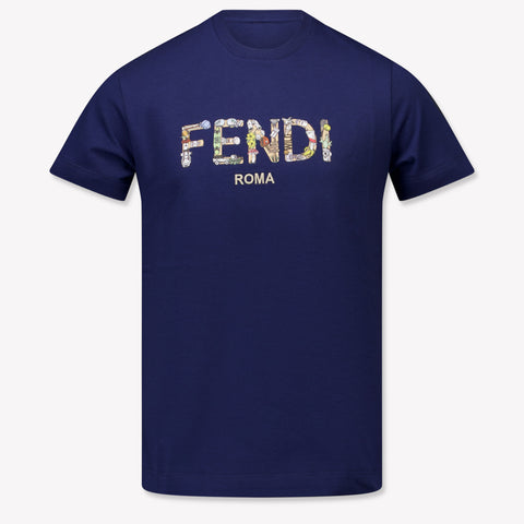Fendi Kinder Jongens T-Shirt In Navy