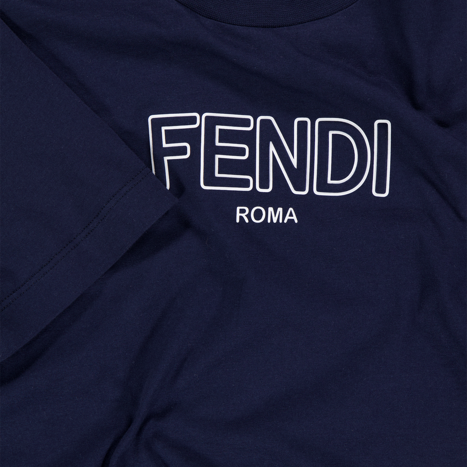Fendi Kinder Jongens T-Shirt In Navy