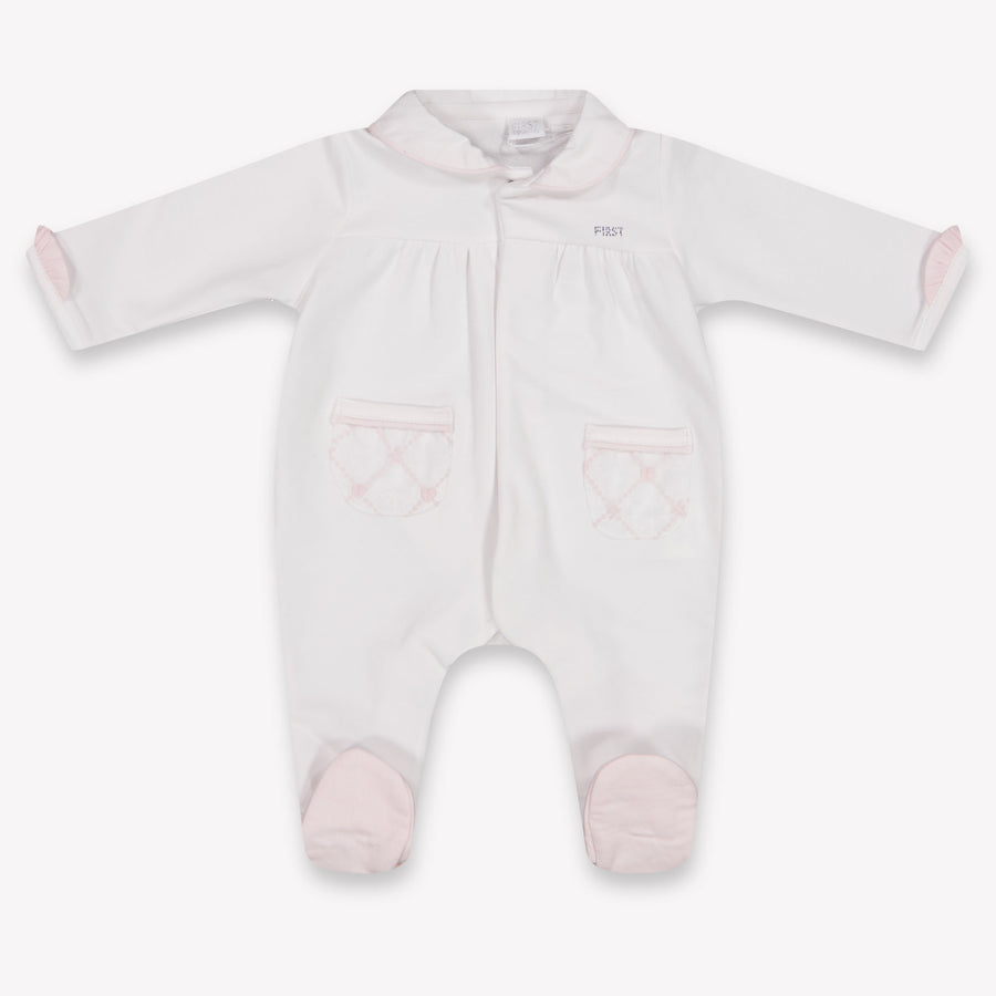 First Baby Girls Romper in White