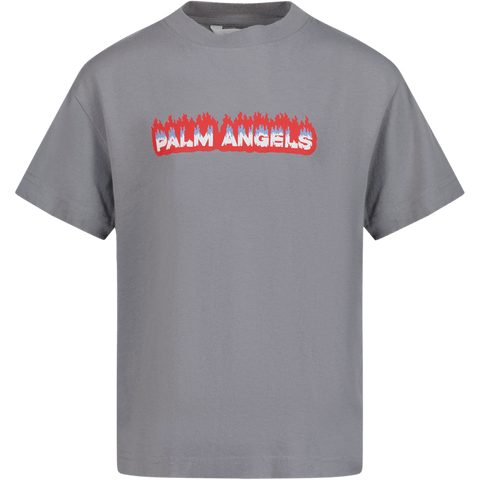 Palm Angels Kinder Jongens T-Shirt Grijs 4Y