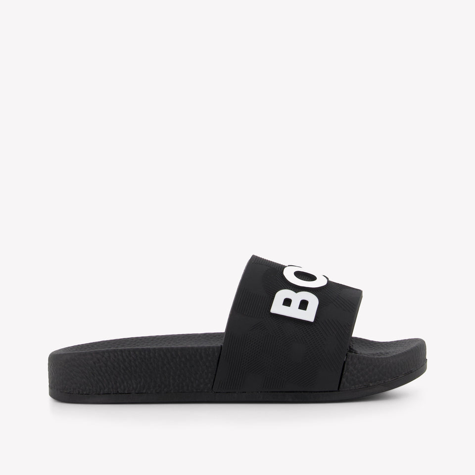 Boss Jongens Slippers In Zwart