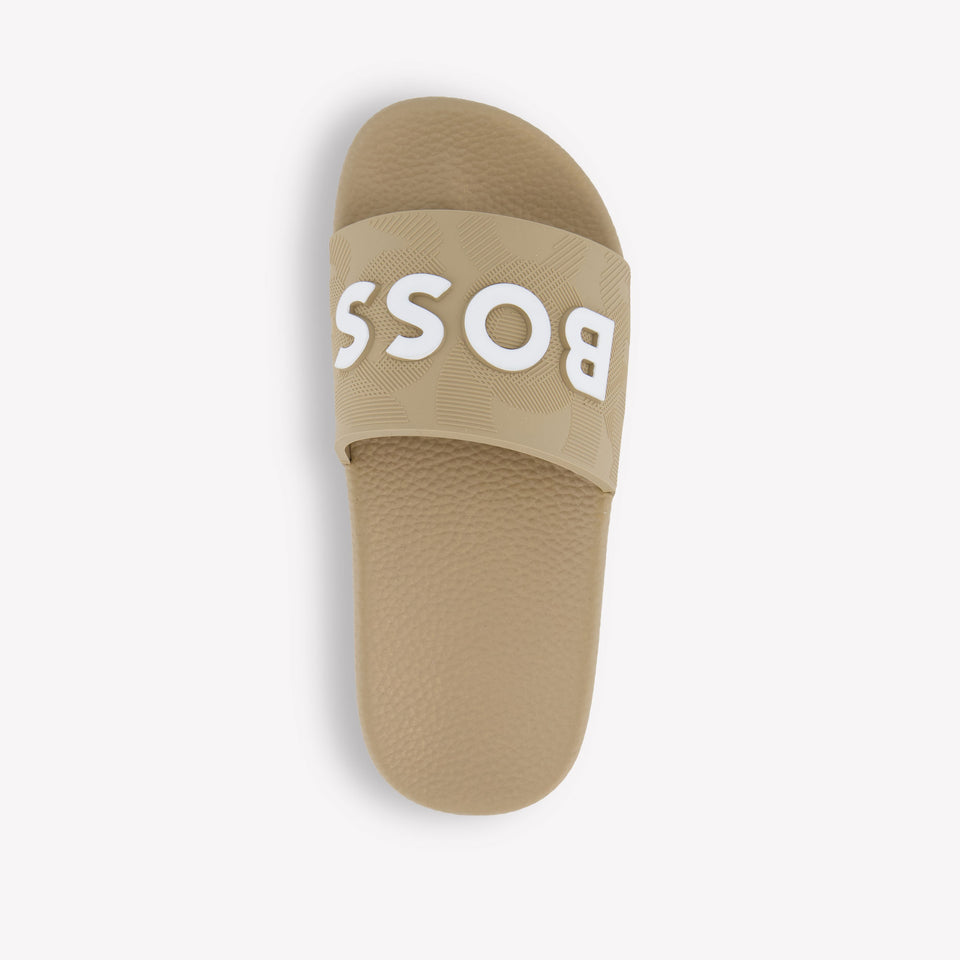 Boss Jongens Slippers In Beige