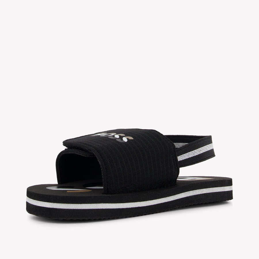 Boss Jongens Slippers In Zwart