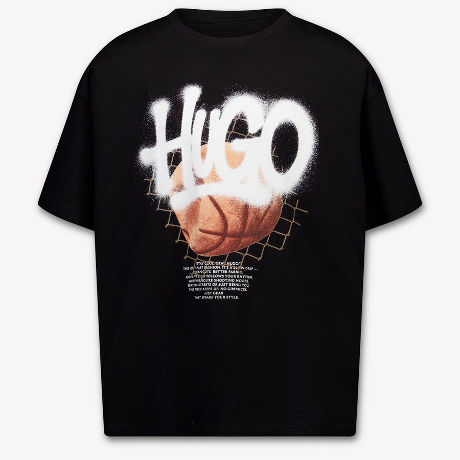 HUGO Kinder Jongens T-Shirt In Zwart