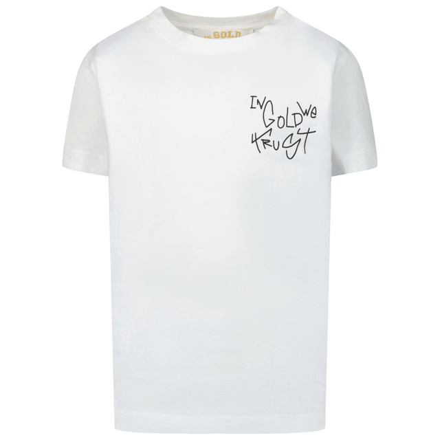In Gold We Trust Kinder Unisex T-Shirt Wit 4Y