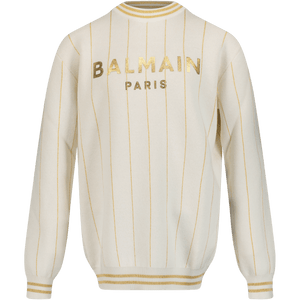 Balmain Kinder Unisex Trui Ecru 6Y