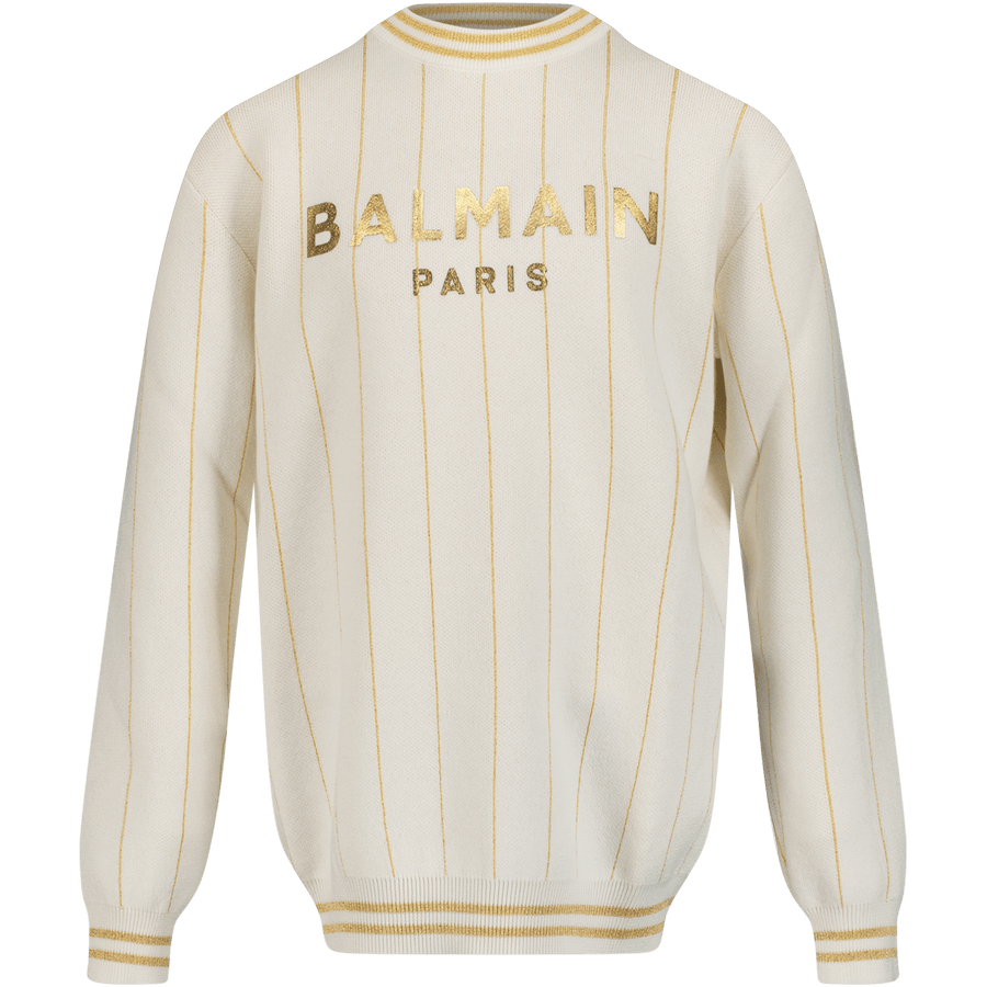 Balmain Kinder Unisex Trui Ecru 6Y