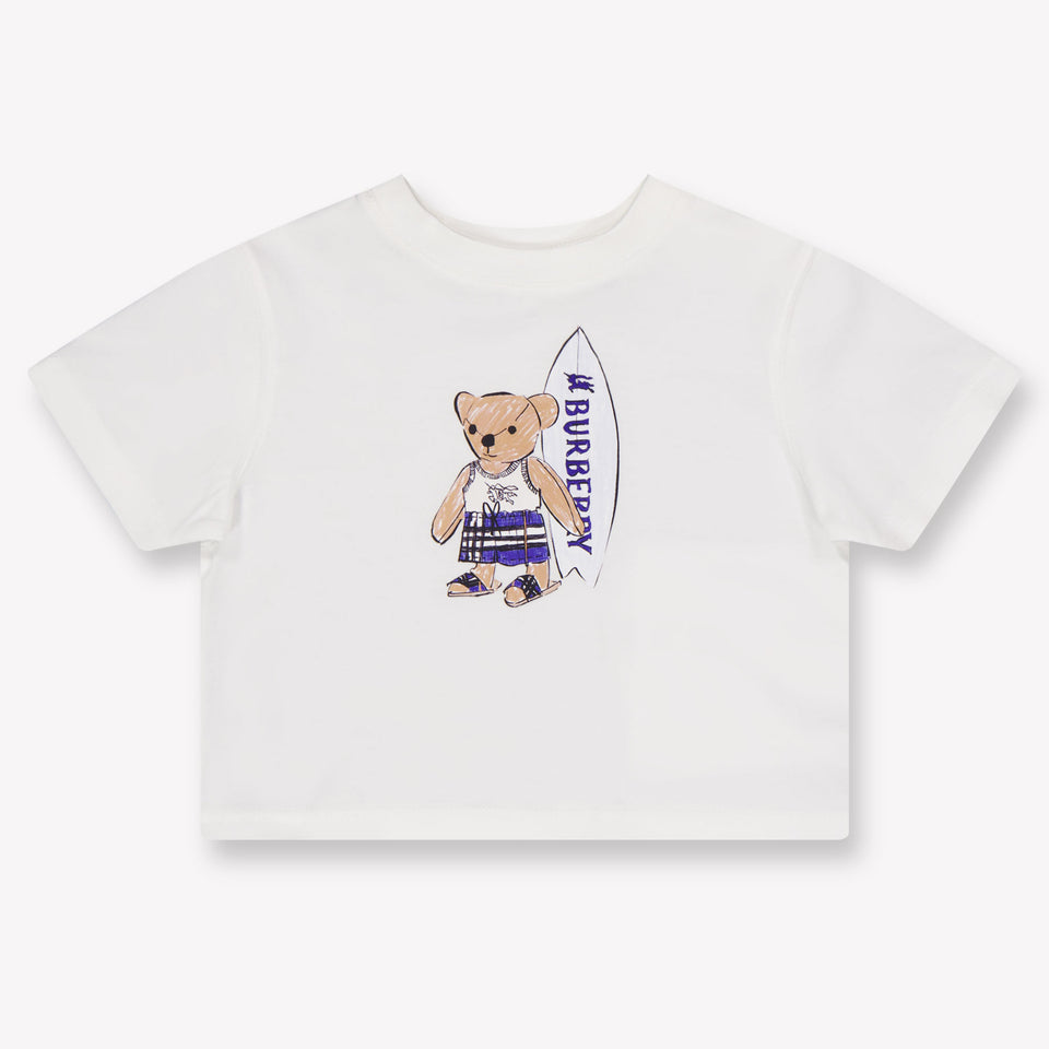 Burberry Cedar Teddy Baby Jongens T-Shirt In Off White