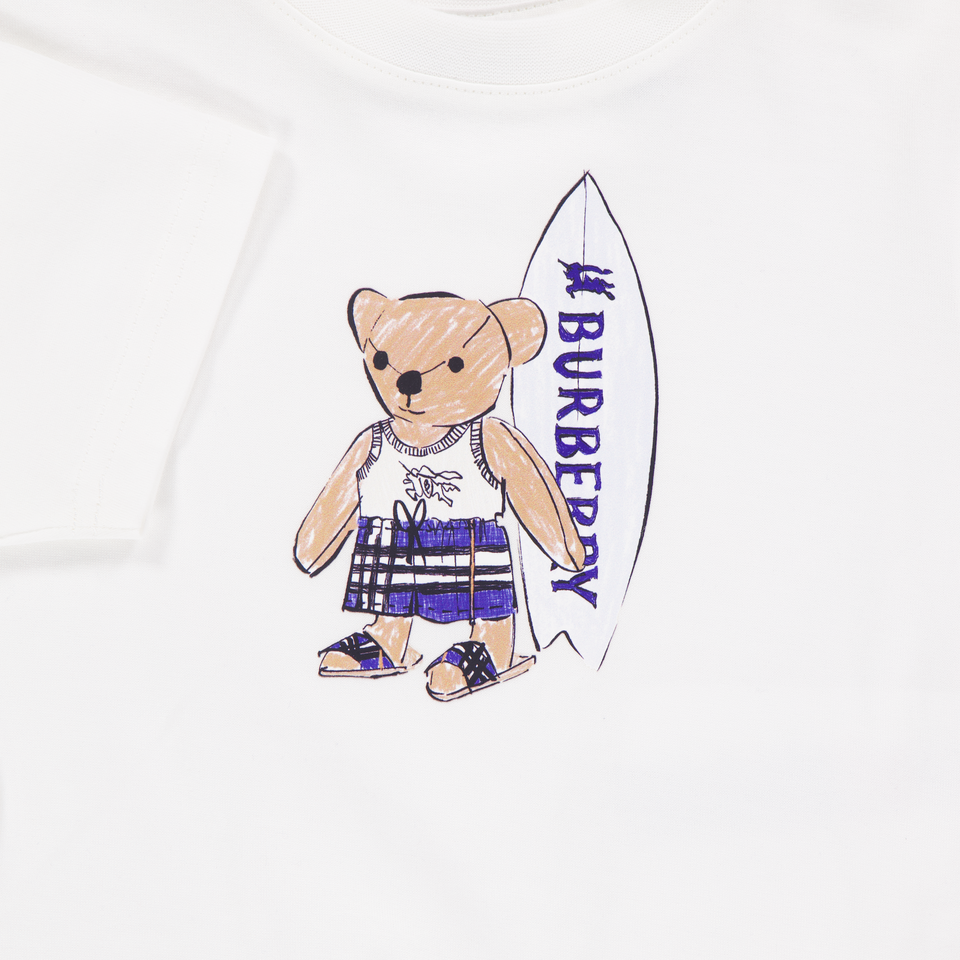 Burberry Cedar Teddy Baby Jongens T-Shirt In Off White