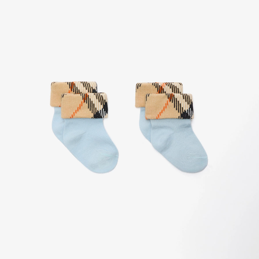 Burberry Turn Back Baby Jongens Sokjes In Licht Blauw