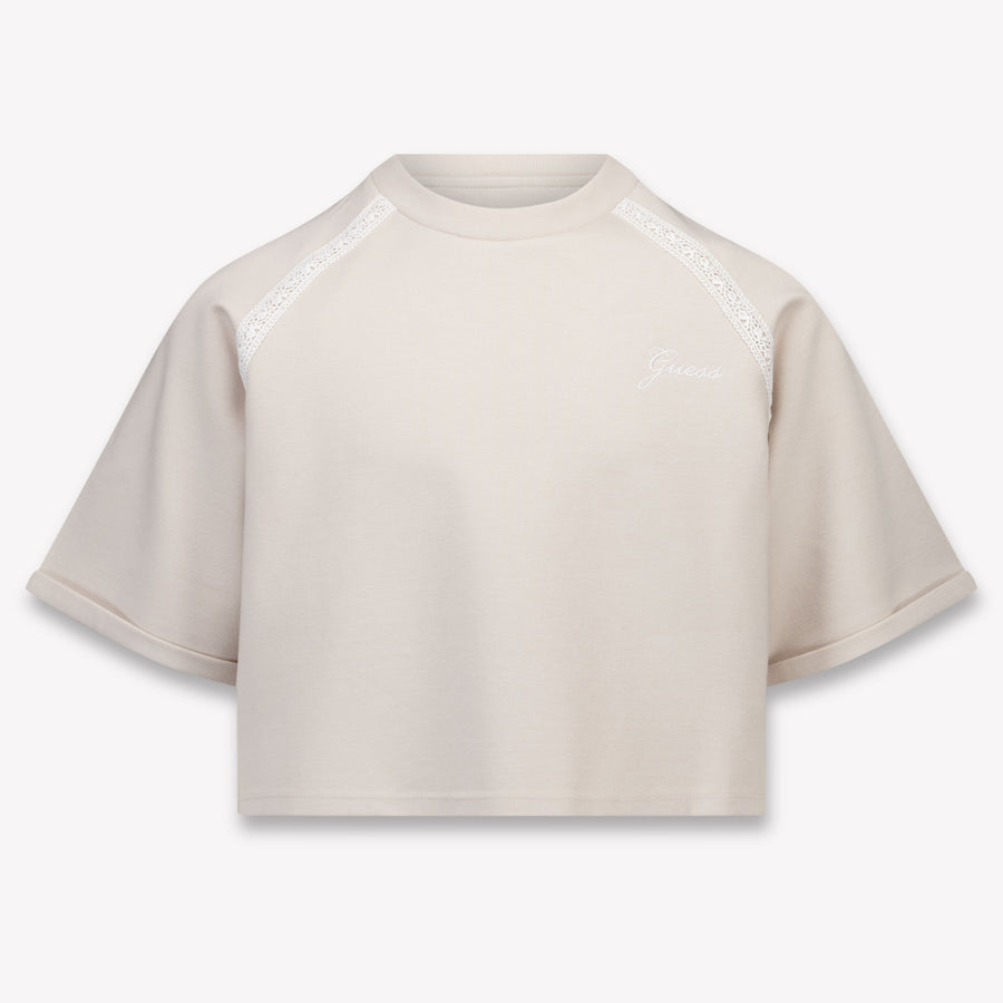 Guess Kinder Meisjes T-Shirt In Licht Beige