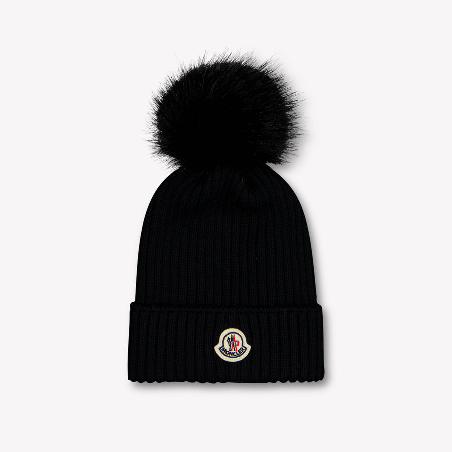 Moncler Girls Beanie in Black