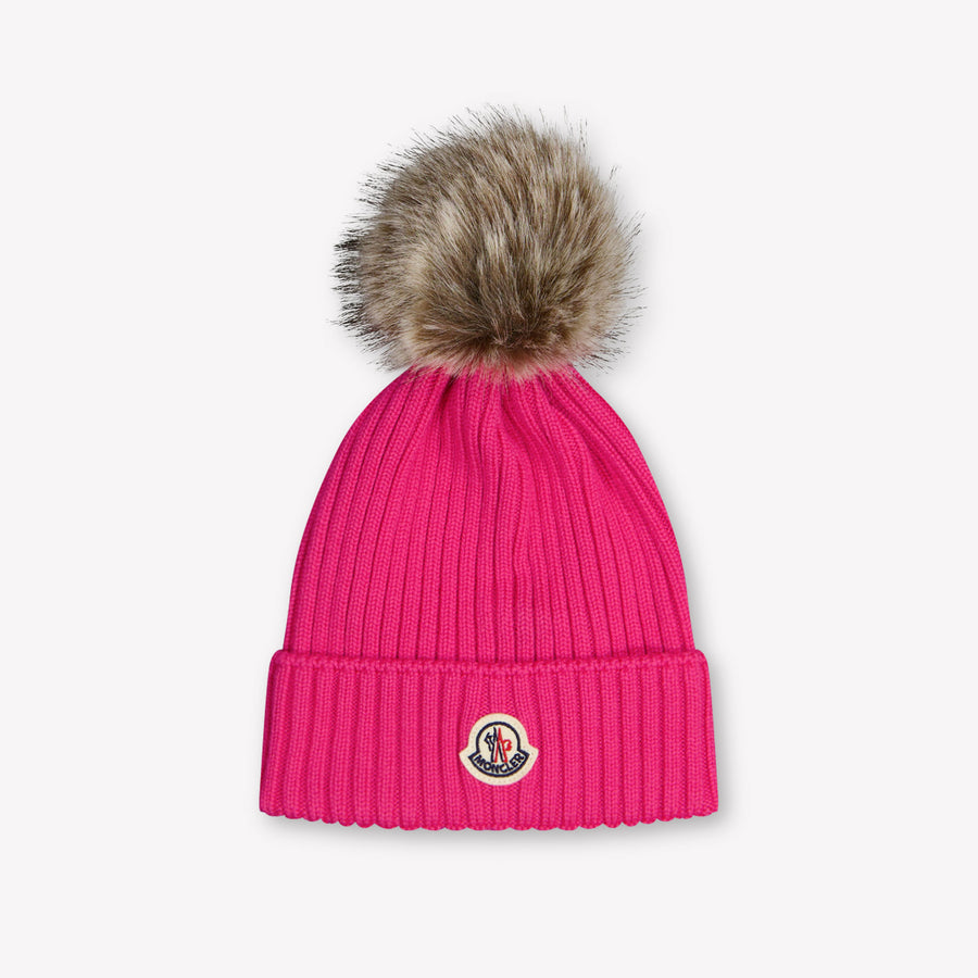 Moncler Girls Beanie in Fuchsia