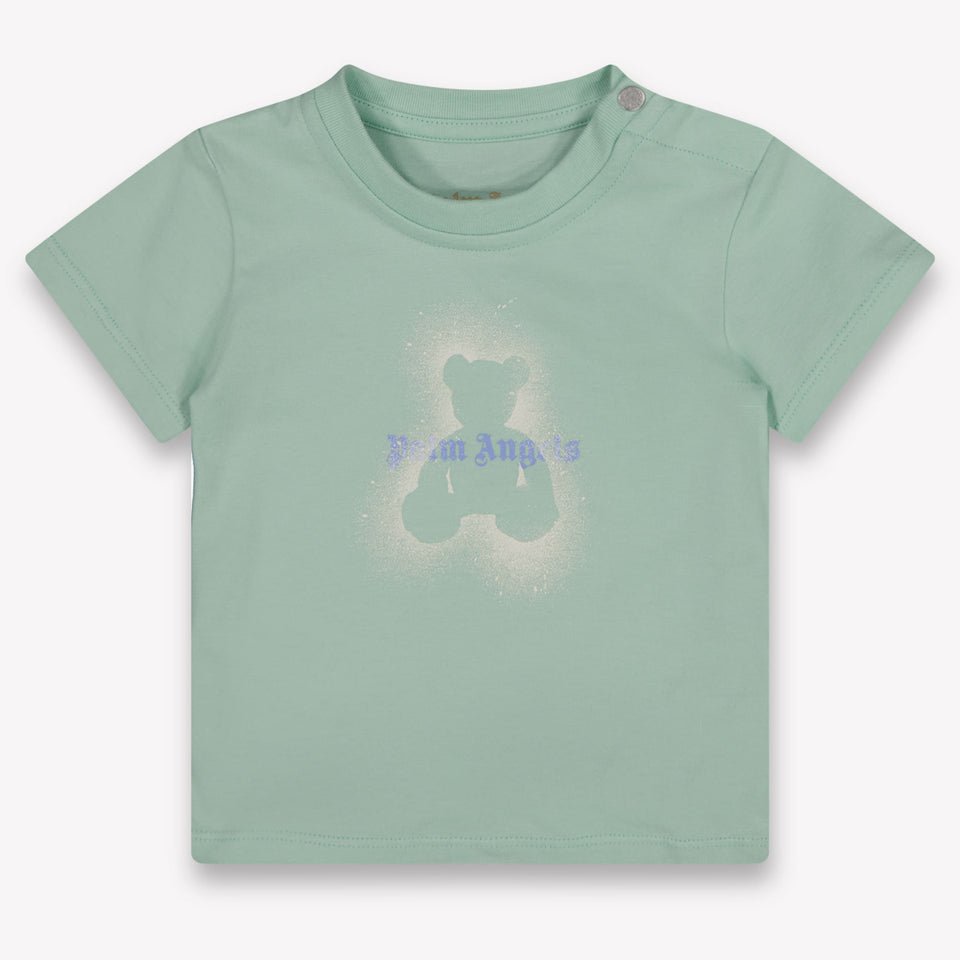 Palm Angels Baby Jongens T-Shirt In Licht Groen