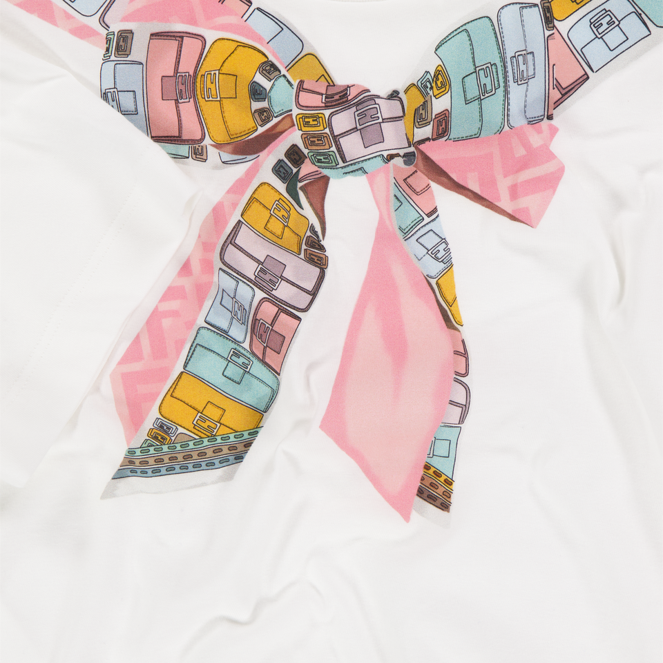 Fendi Kinder Meisjes T-Shirt In Wit