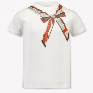 Fendi Kinder Meisjes T-Shirt In Wit