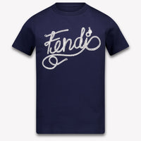 Fendi Kinder Jongens T-Shirt In Navy
