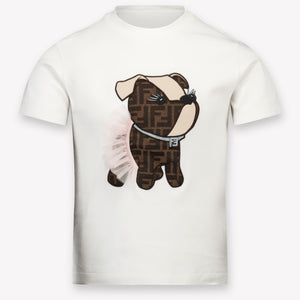 Fendi Kinder Meisjes T-Shirt In Wit