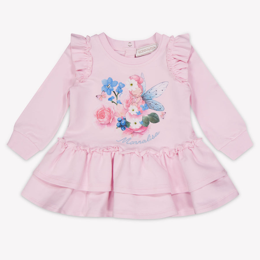MonnaLisa Baby Meisjes Jurk In Licht Roze