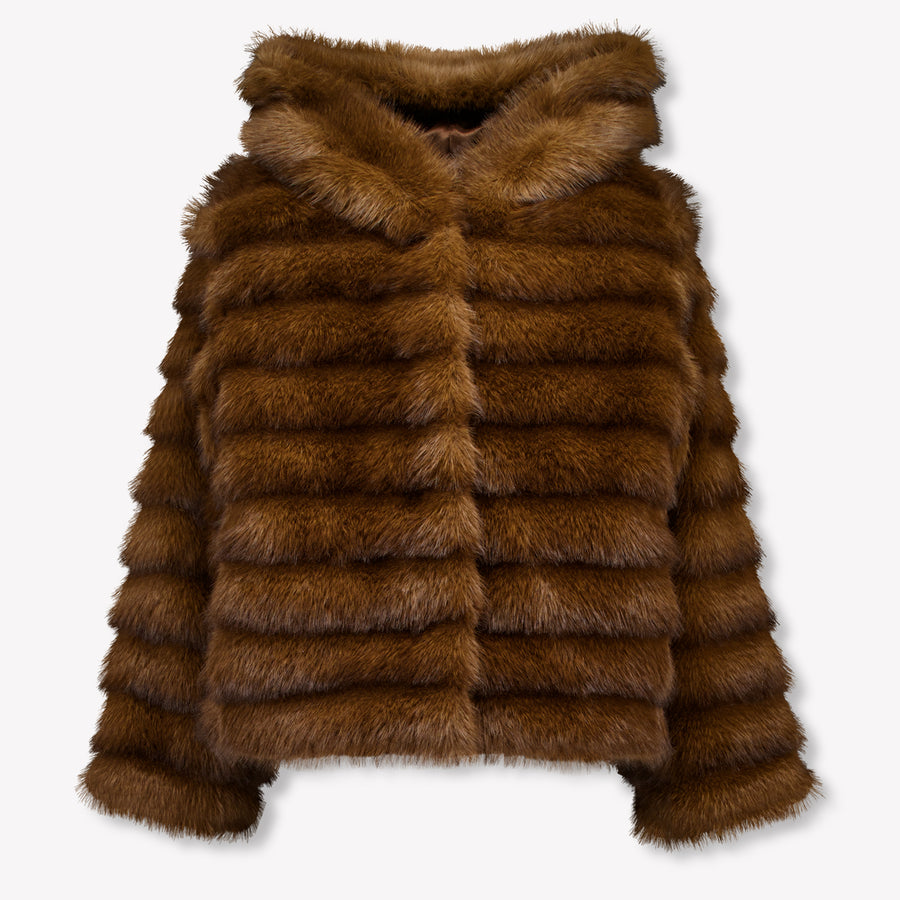 MonnaLisa Kinder Meisjes Faux Fur Jassen In Donker Bruin