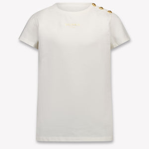 Balmain Kinder Meisjes T-Shirt In Off White