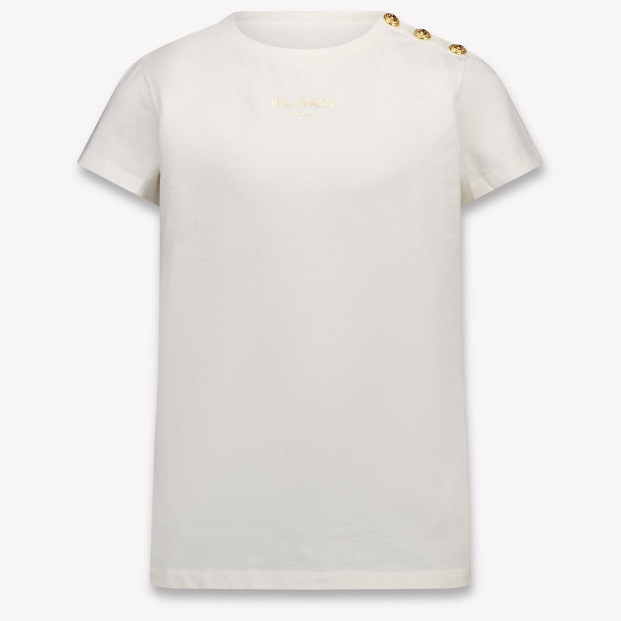 Balmain Kinder Meisjes T-Shirt In Off White