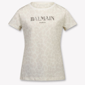 Balmain Kinder Meisjes T-Shirt In Off White
