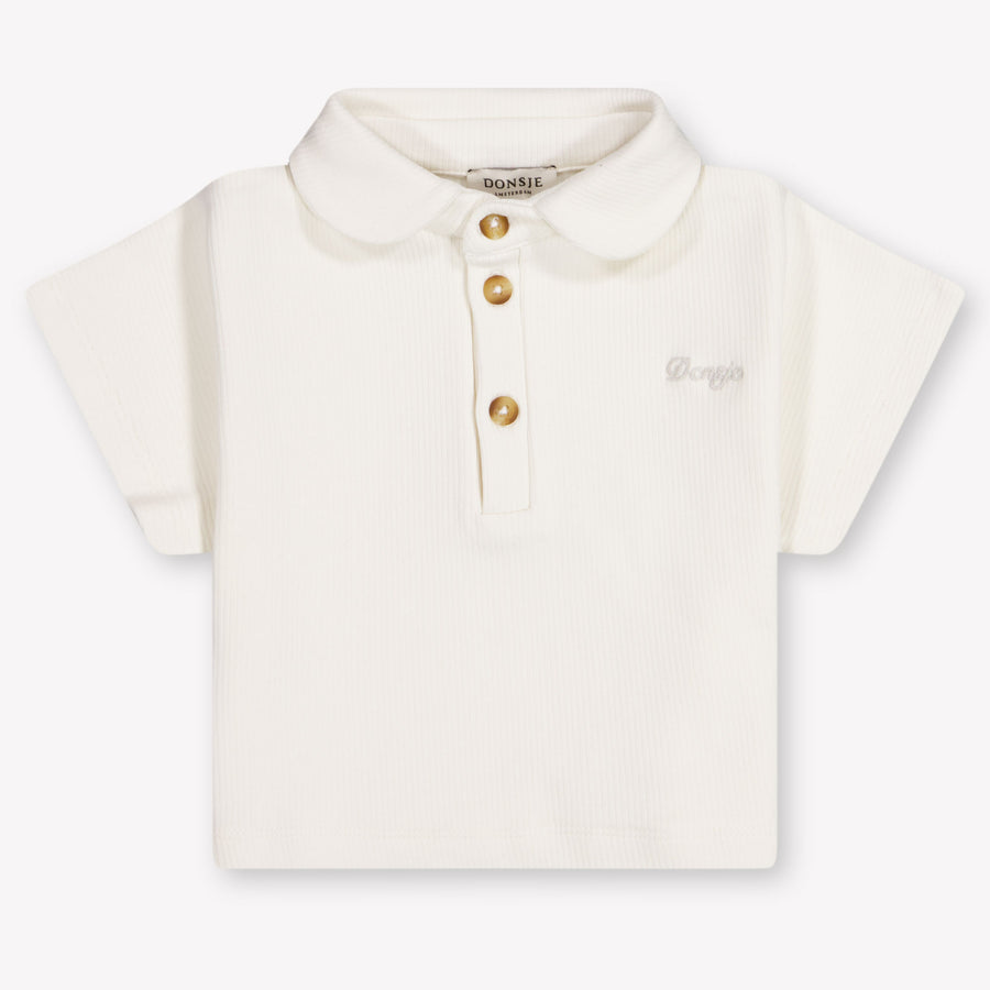 Donsje Amsterdam Ivelle Baby Girls Polo Shirt in Off-White