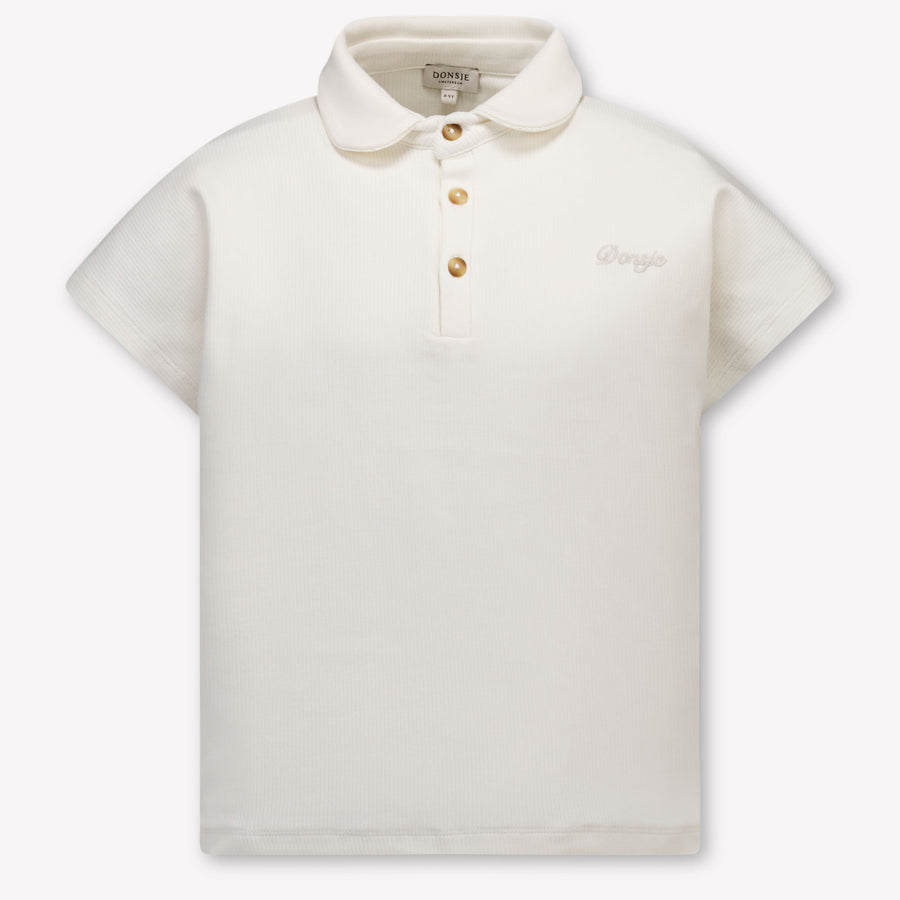 Donsje Amsterdam Ivelle Girls Polo Shirt in Off-White