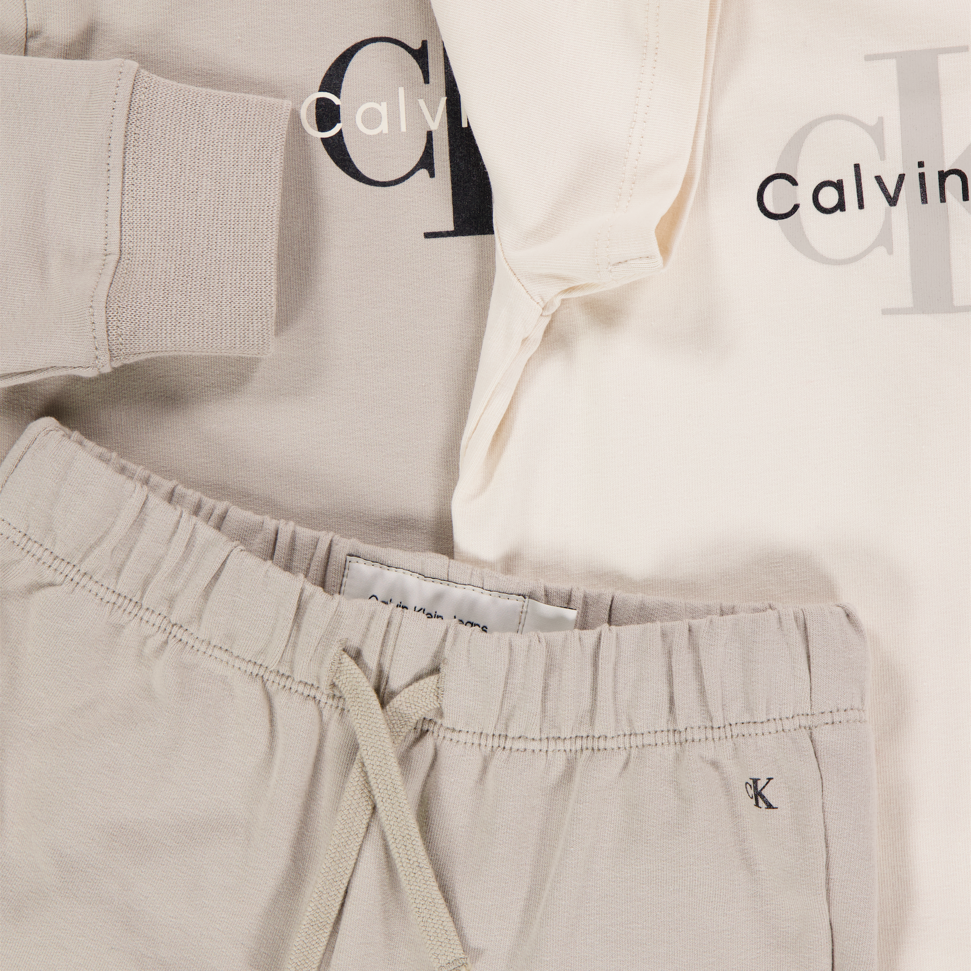 Calvin Klein Baby Unisex Joggingpak In Licht Beige