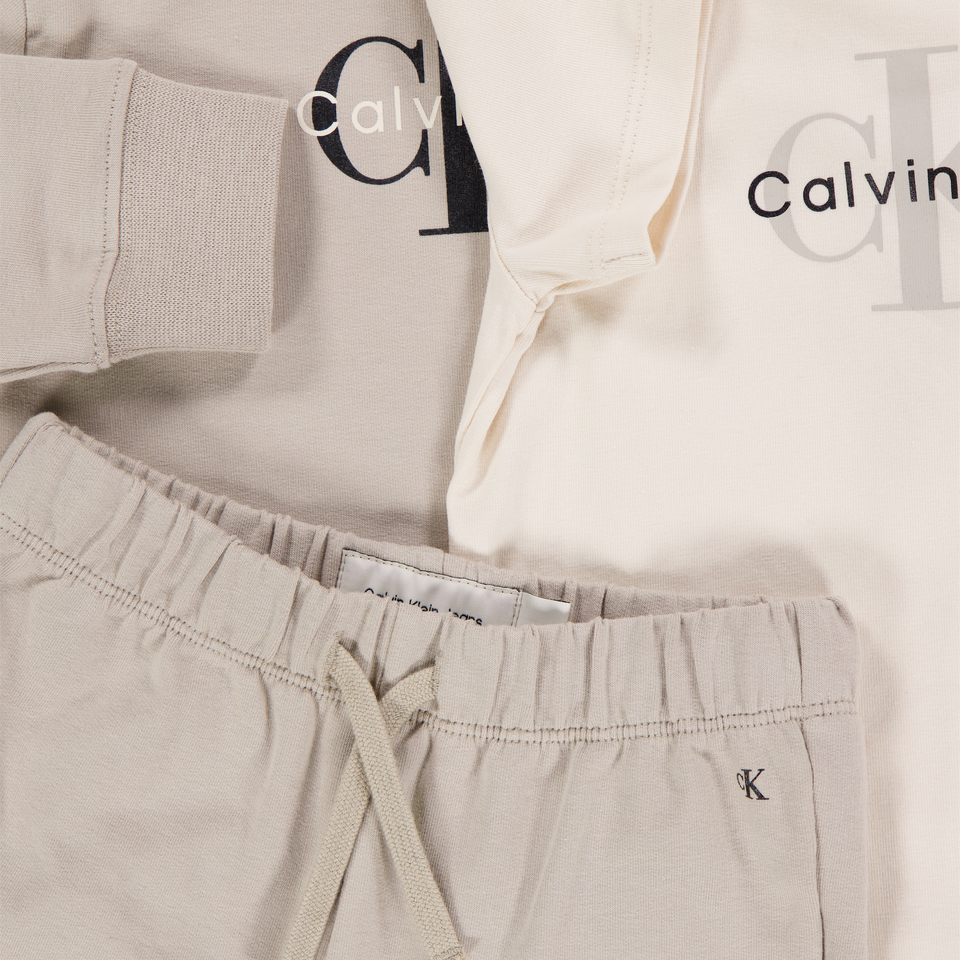 Calvin Klein Baby Unisex Joggingpak In Licht Beige