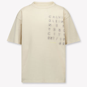 Calvin Klein Kinder Jongens T-Shirt In Licht Beige