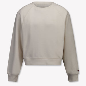 Tommy Hilfiger Kinder Filles Pull en blanc cassé