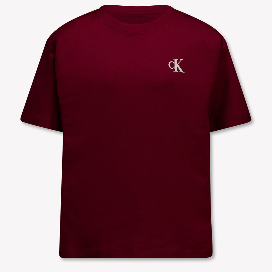 Calvin Klein Kinder Jongens T-Shirt In Bordeaux