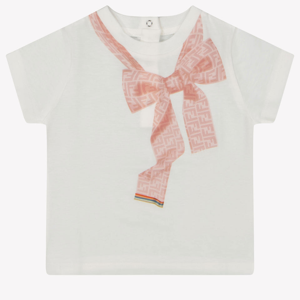 Fendi Baby Meisjes T-Shirt In Wit